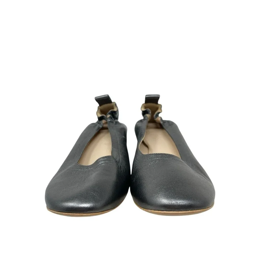 Everlane Black Metallic‎ Leather Day Slip On Evening Pumps